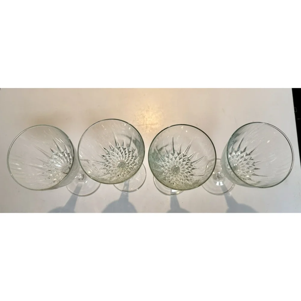Set of 4 VINTAGE Luminarc Wine Water Glasses Vertical Cut Diamond Design